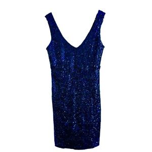 NWT Blue Sequin Mini Dress Sleeveless Size Medium